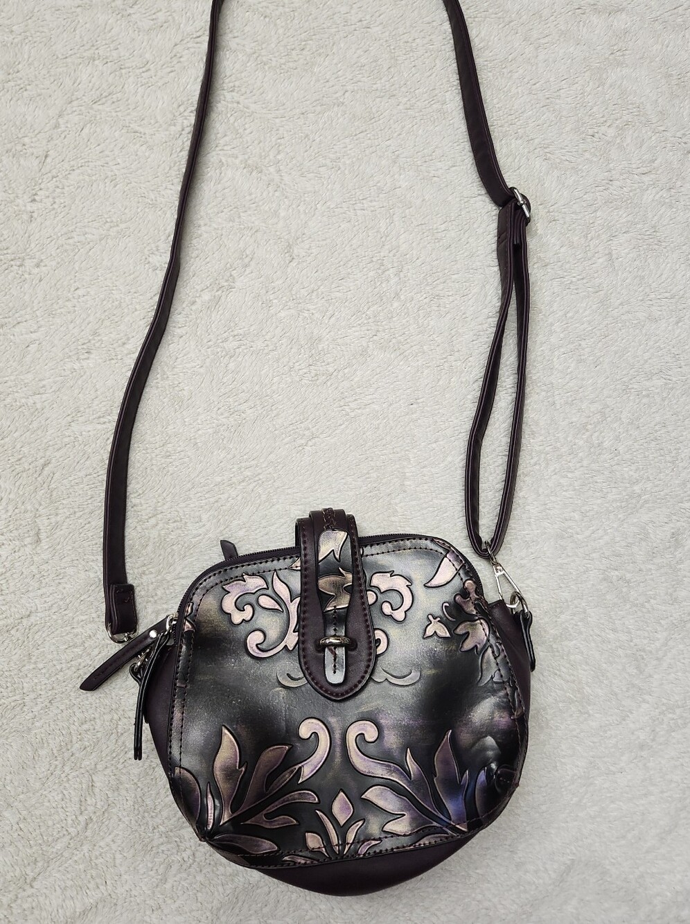 • M.C. Madi Claire Faux Leather Crossbody Handbag Multicolor Boho Embossed